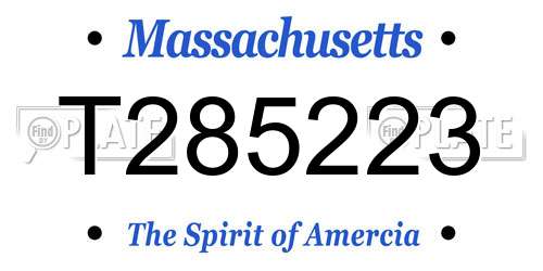 T285223 Massachusetts License Plate