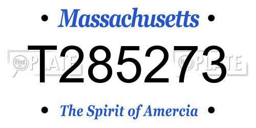 T285273 Massachusetts License Plate