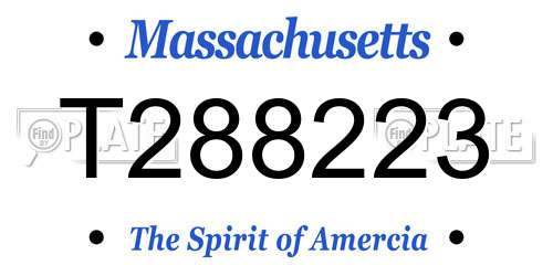 T288223 Massachusetts License Plate