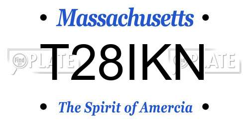 T28IKN Massachusetts License Plate