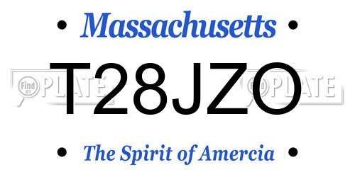 T28JZO Massachusetts License Plate