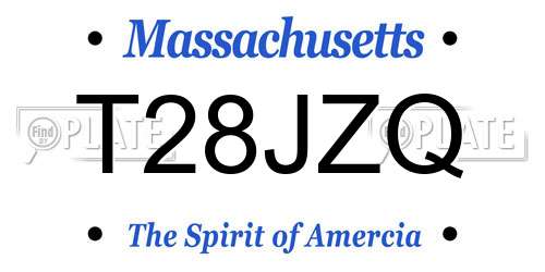 T28JZQ Massachusetts License Plate