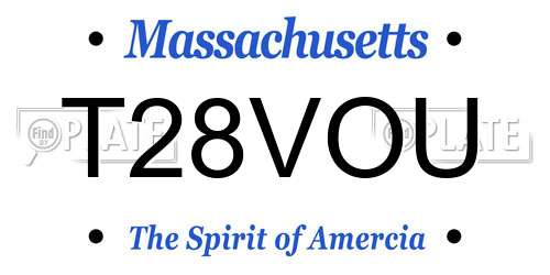 T28VOU Massachusetts License Plate