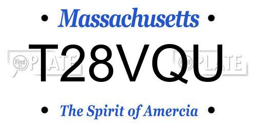T28VQU Massachusetts License Plate