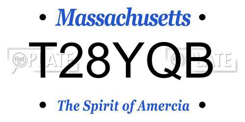 T28YQB Massachusetts License Plate