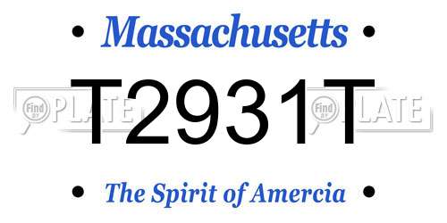 T2931T Massachusetts License Plate