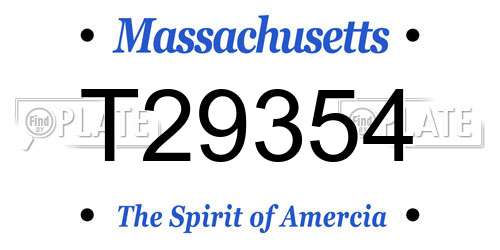 T29354 Massachusetts License Plate