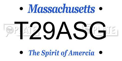 T29ASG Massachusetts License Plate