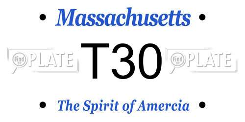 T30 Massachusetts License Plate