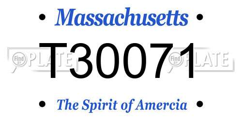 T30071 Massachusetts License Plate
