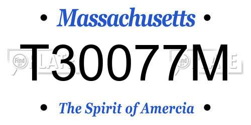 T30077M Massachusetts License Plate