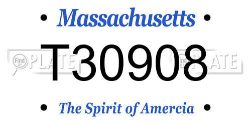 T30908 Massachusetts License Plate