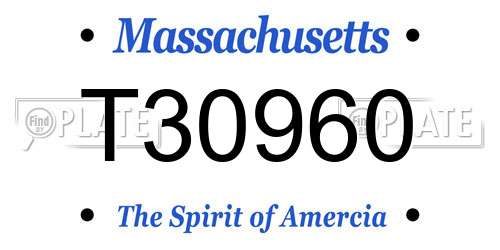 T30960 Massachusetts License Plate