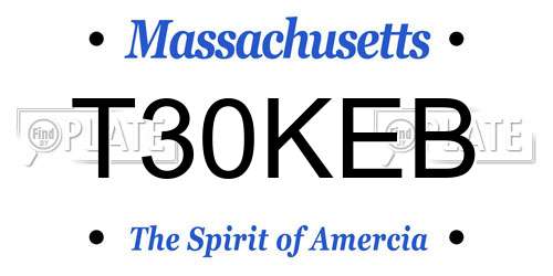 T30KEB Massachusetts License Plate