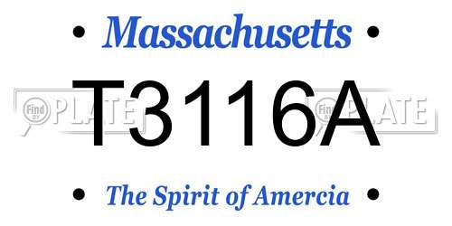 T3116A Massachusetts License Plate