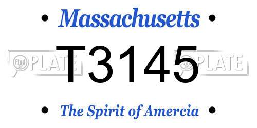 T3145 Massachusetts License Plate
