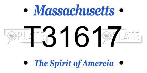 T31617 Massachusetts License Plate