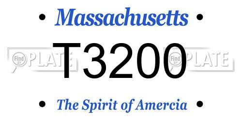 T3200 Massachusetts License Plate