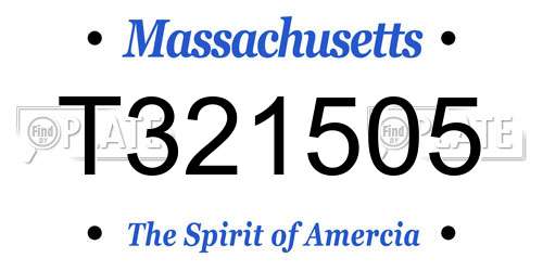 T321505 Massachusetts License Plate