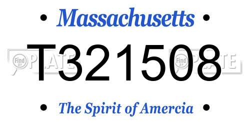 T321508 Massachusetts License Plate