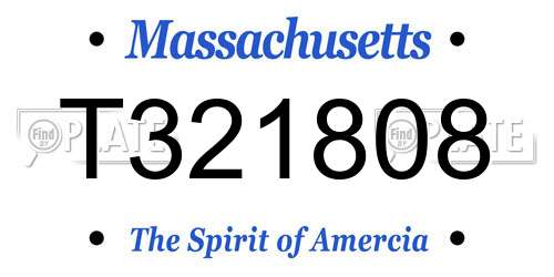 T321808 Massachusetts License Plate