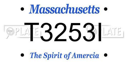 T3253I Massachusetts License Plate