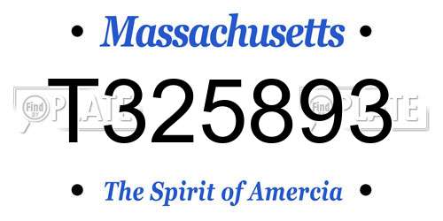 T325893 Massachusetts License Plate