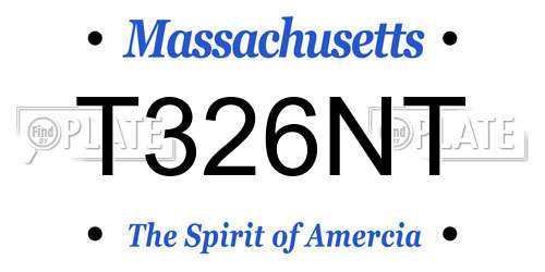 T326NT Massachusetts License Plate