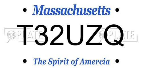 T32UZQ Massachusetts License Plate
