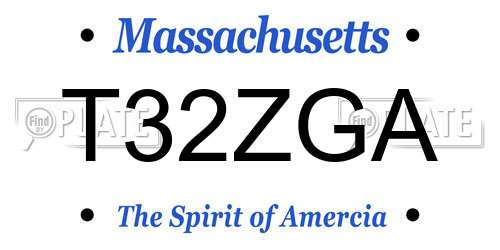 T32ZGA Massachusetts License Plate