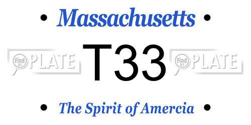 T33 Massachusetts License Plate