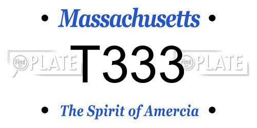 T333 Massachusetts License Plate