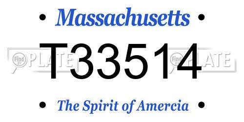 T33514 Massachusetts License Plate