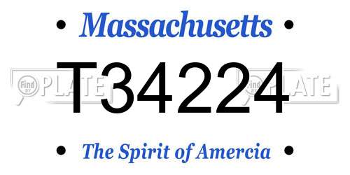 T34224 Massachusetts License Plate