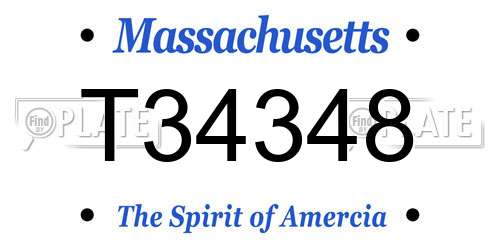 T34348 Massachusetts License Plate