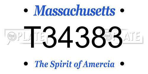 T34383 Massachusetts License Plate