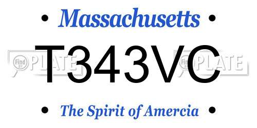 T343VC Massachusetts License Plate