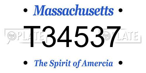 T34537 Massachusetts License Plate