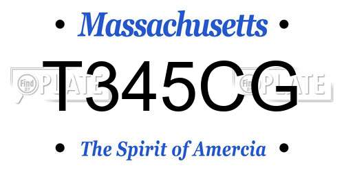 T345CG Massachusetts License Plate