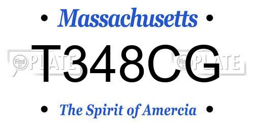 T348CG Massachusetts License Plate
