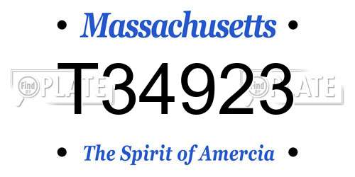 T34923 Massachusetts License Plate