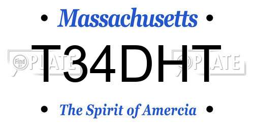 T34DHT Massachusetts License Plate