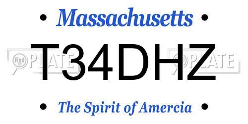 T34DHZ Massachusetts License Plate