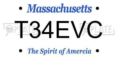 T34EVC Massachusetts License Plate