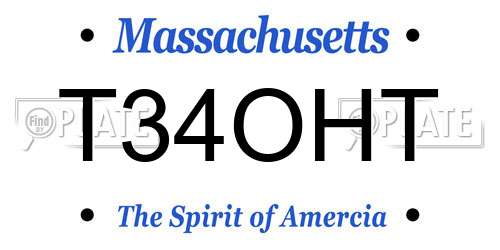 T34OHT Massachusetts License Plate