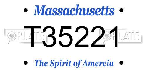 T35221 Massachusetts License Plate