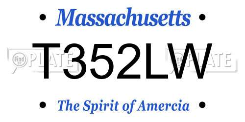 T352LW Massachusetts License Plate