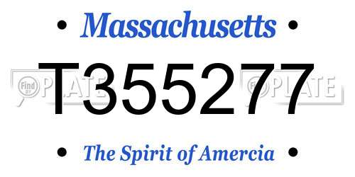 T355277 Massachusetts License Plate