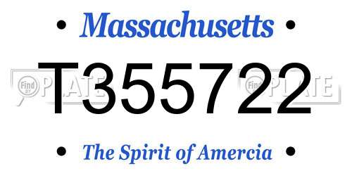 T355722 Massachusetts License Plate
