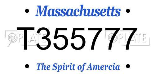 T355777 Massachusetts License Plate